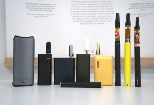 Row of wax pens and THC vape cartridges, showing dabs and carts commonly used by teens and the dangers of high-potency use.