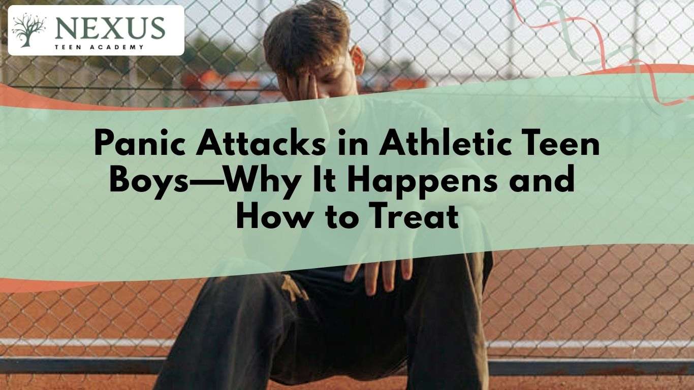 Teen athlete sitting alone with head in hands, symbolizing panic attacks in athletic teen boys and sports anxiety.