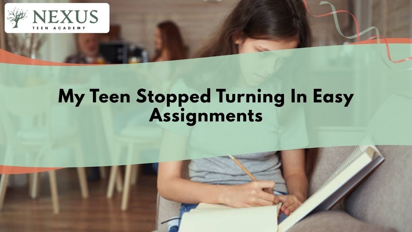 Teen struggling with easy school assignments while sitting with notebook and pencil