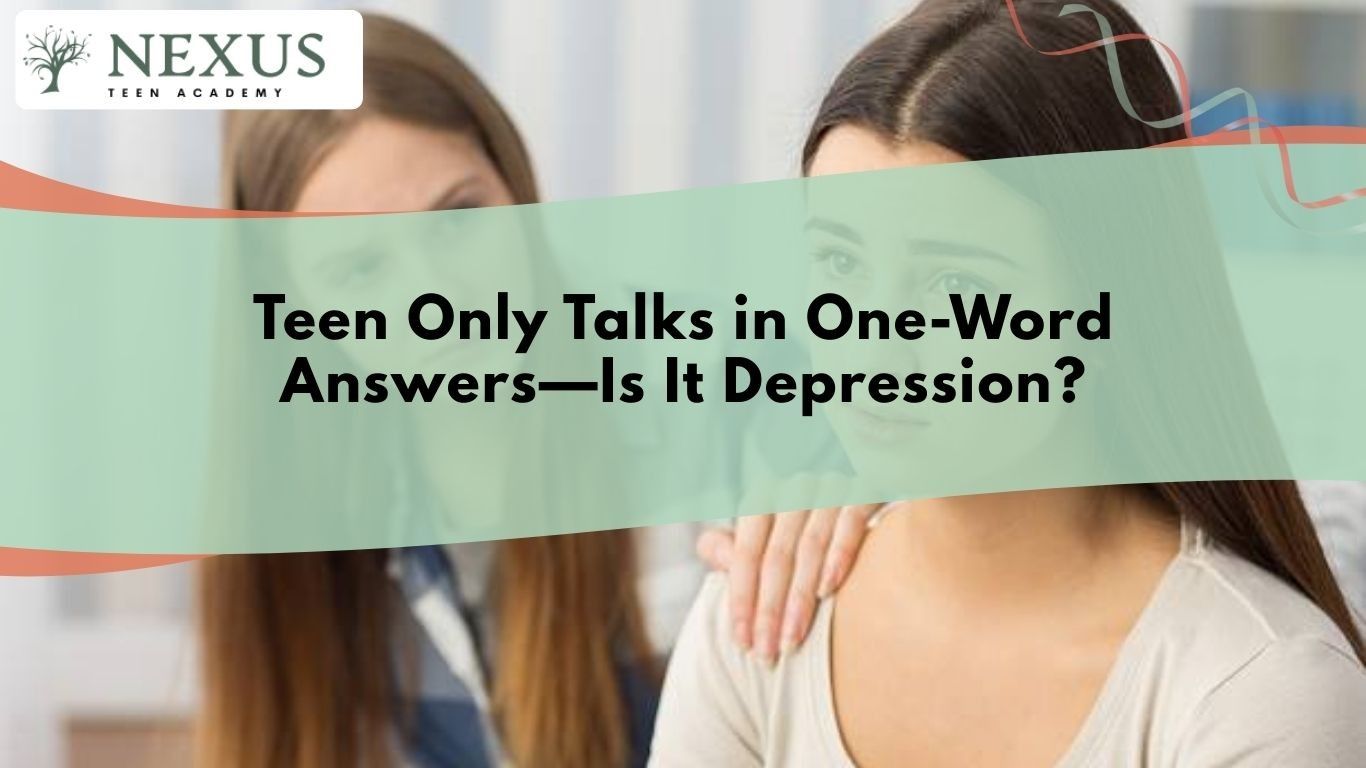 Teen girl giving minimal responses while another person offers support, illustrating one-word answers and possible signs of teen depression