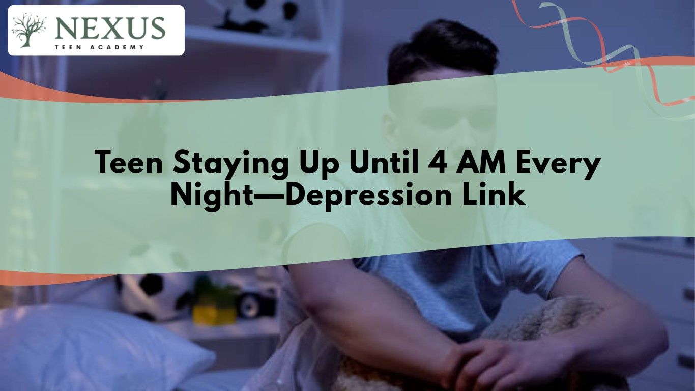 Teen awake alone at night, illustrating depression, anxiety, and late-night sleep struggles in teenagers at home.