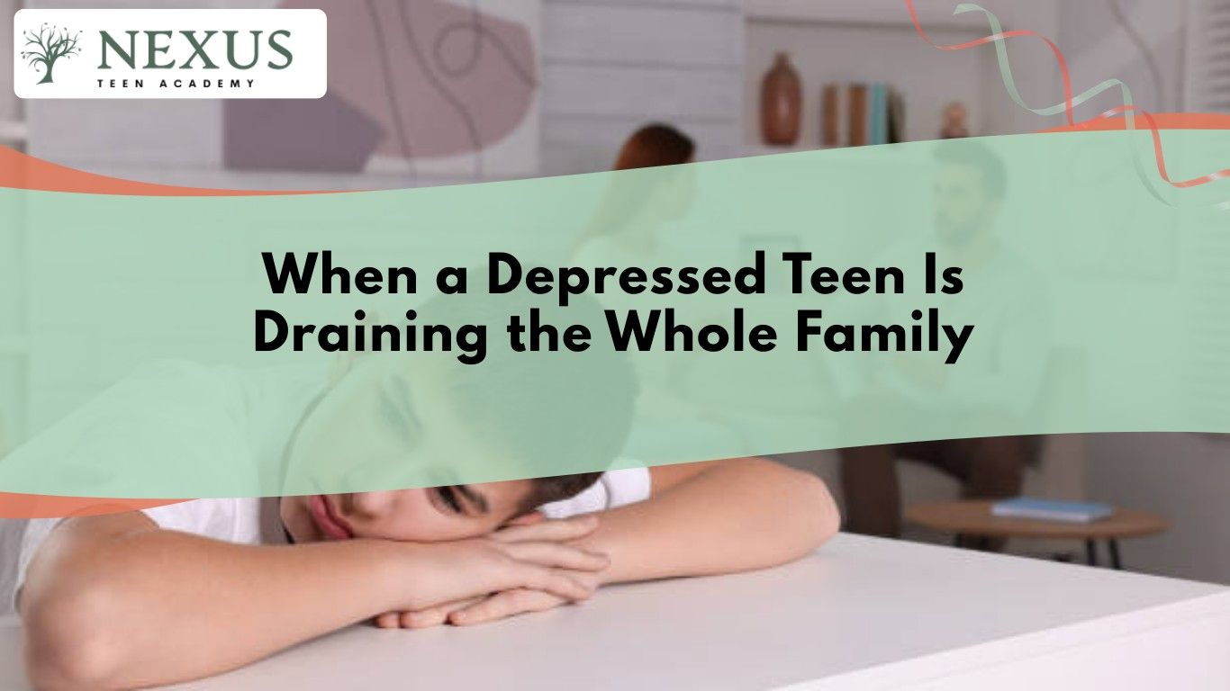 Teen resting at table illustrating how depression affects family stress, communication, and balance at home daily.