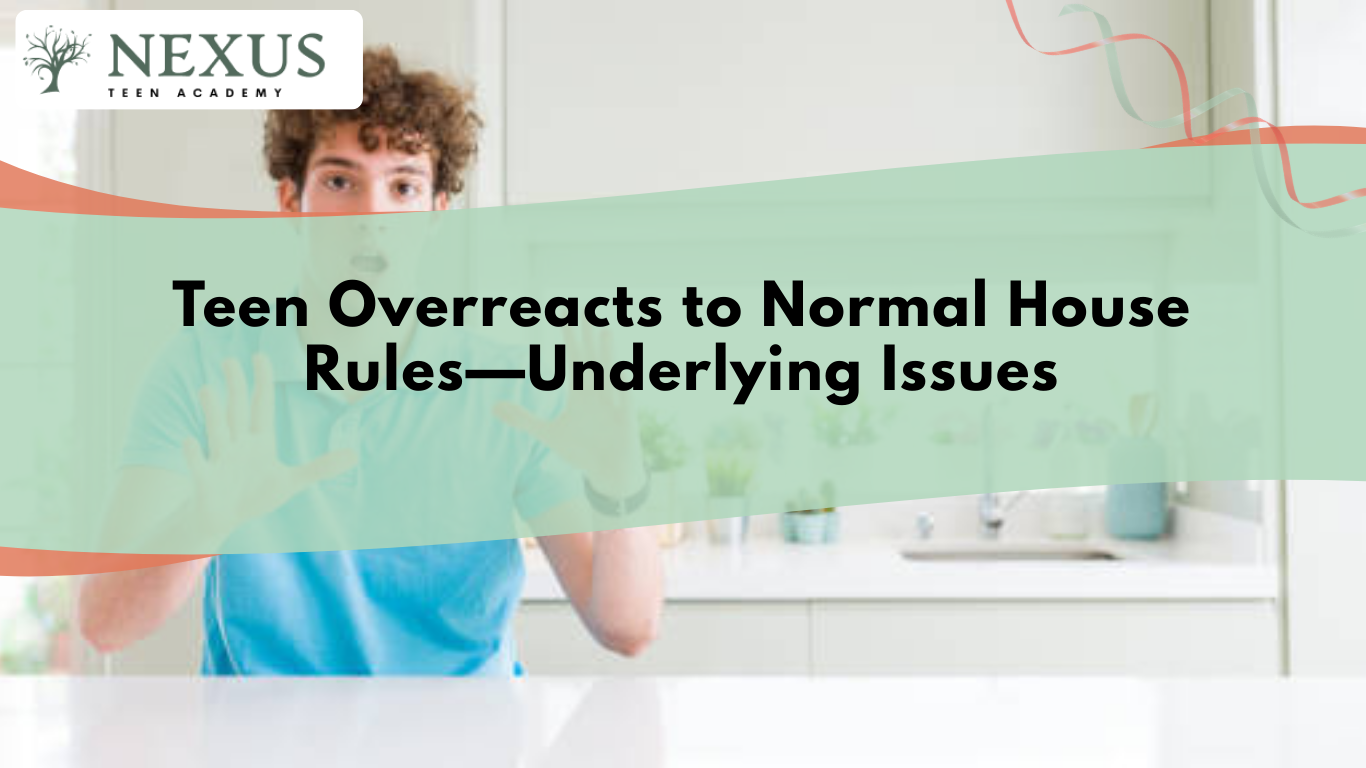 Teen reacting emotionally to household boundaries, illustrating why teens may overreact to normal house rules at home.