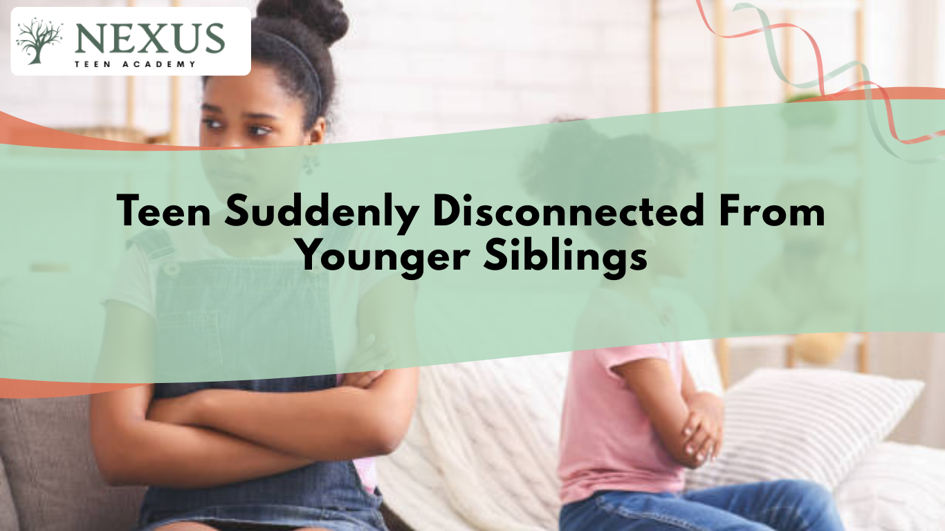 Teen siblings avoiding interaction, illustrating emotional distance and sudden sibling disconnection during adolescence.