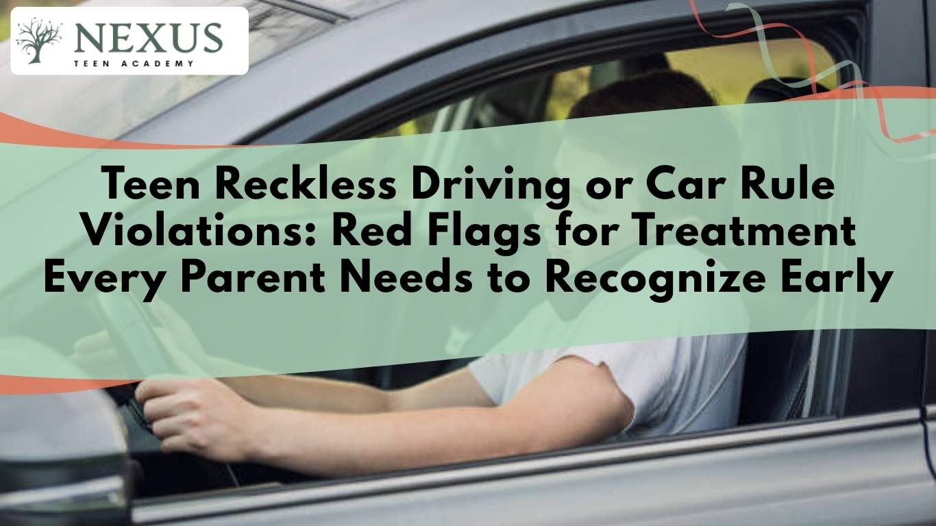 Teen driver behind the wheel illustrating teen reckless driving, risky behavior, and warning signs parents should notice early..