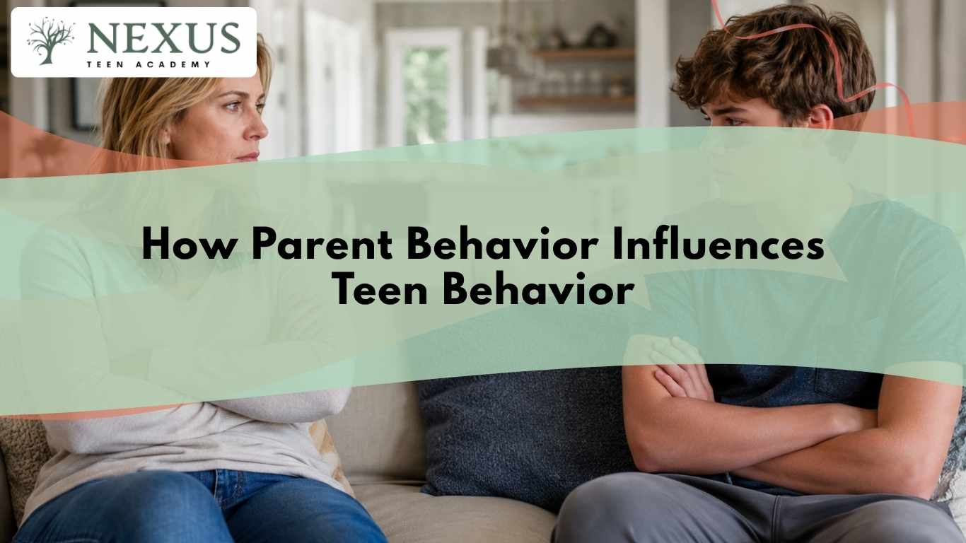Parent and teenager in a serious conversation, highlighting how parent behavior influences teen behavior and family trust.