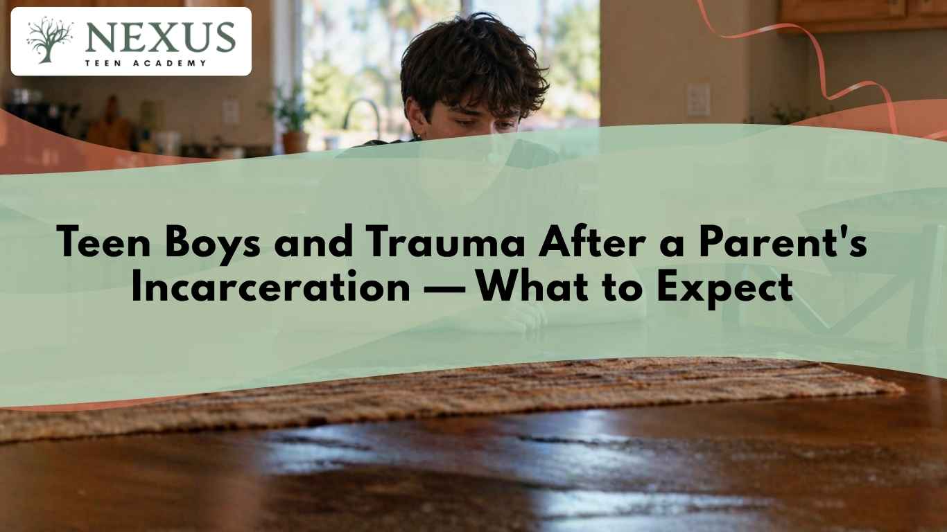 Teen boy sits alone at home as parental incarceration weighs on his emotional well-being, identity, and sense of stability.